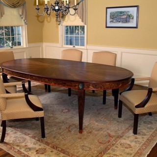 Another piece by Bill Stowe, a conference room table with stone inlays on the sides and another inlay in the center. Another piece by Bill Stowe, a conference room table with stone inlays on the sides and another inlay in the center.