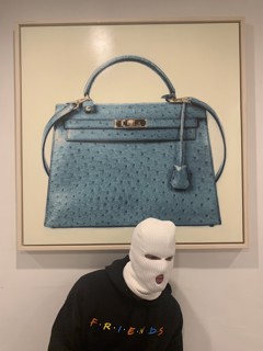 Hermes Kelly II In Blue: Ostrich Handbag