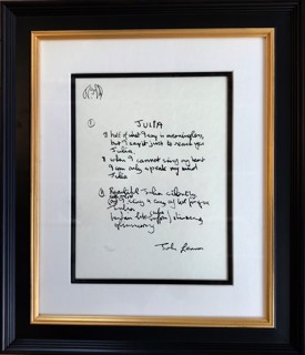 John Lennon - Woman Framed Limited Edition Hand Written Lyrics