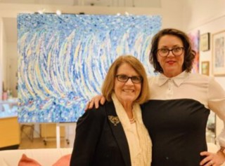 Artist Ann Parks McCray and gallerist Miriam Oehrlein at a private reception for the artist at New Elements Gallery. The relationship between artist and gallerist is a partnership. Artist Ann Parks McCray and gallerist Miriam Oehrlein at a private reception for the artist at New Elements Gallery. The relationship between artist and gallerist is a partnership.
