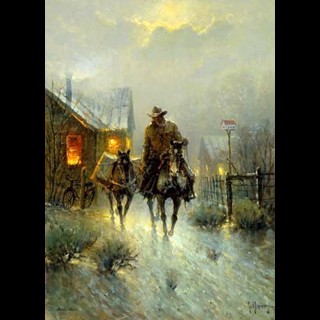 G. Harvey - Cowboy Camping Fly Fishing at 1stDibs  fly fishing paintings,  g harvey paintings, cowboy fishing