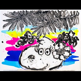 トム・エバハート 『Tahitian Hipster Ⅴ』 ミクスドメディア Tahitian Hipster