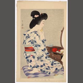 オリジナル作品 KIMONO EMOTIONALS 心象クラフトアート【苺】 Cotton Kimono with Iris Pattern by Kotondo | The Art of Japan