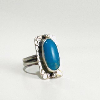 Epic Viintage Native American Navajo Pilot Mountain Turquoise Sterling Silver Leaf Ring Epic Viintage Native American Navajo Pilot Mountain Turquoise Sterling Silver Leaf Ring