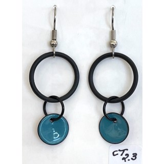 CT 2.3 Abstract Black Turquoise Dangle Earrings by Cathy Talbot CT 2.3 Abstract Black Turquoise Dangle Earrings by Cathy Talbot