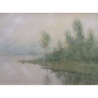 Morning Fog, Levee Lost, Mississippi River, Nola by Alexander Drysdale