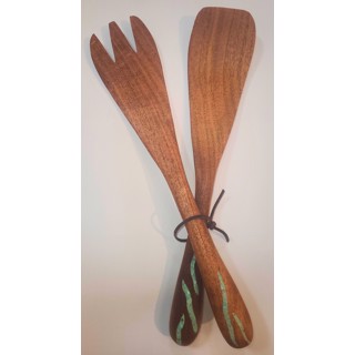 Mesquite Sushi Board with Turquoise Inlay — Cedar Creek Gallery