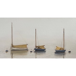 Three Catboats in Fog by Sergio Roffo