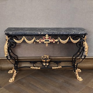 Italian Louis XV style Patinated Off White carved and parcel gilt