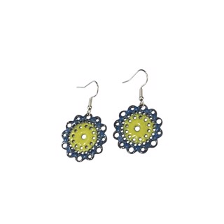CT 17.1 Blue Yellow Doily Earrings by Cathy Talbot CT 17.1 Blue Yellow Doily Earrings by Cathy Talbot
