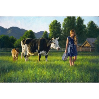 Robert Duncan Corgis and Cows Country Fall Art Print-Framed 34 selling x 24