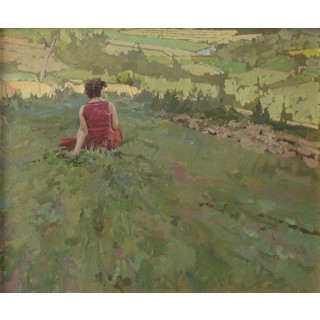 Daud Akhriev - Kate in Her Fields Oil Painting For Sale at