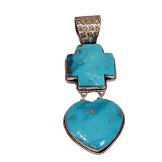 Dan Dodson Royston Turquoise and Pearl Heart Pendant order (Dead Stock!)