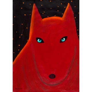 The Red Wolf | original painting on on sale canvas