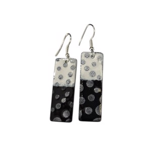 CT 7.2 Black White Inverse Spotted Rectangle Earrings by Cathy Talbot CT 7.2 Black White Inverse Spotted Rectangle Earrings by Cathy Talbot