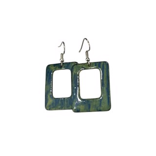 CT 17.2 Green Blue Rectangle Punched Earrings by Cathy Talbot CT 17.2 Green Blue Rectangle Punched Earrings by Cathy Talbot