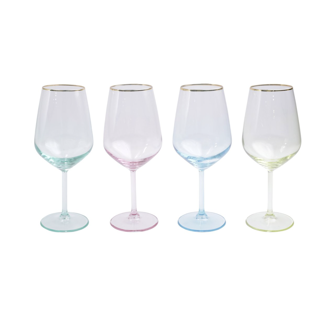 VIETRI Rainbow Assorted Stemless Wine Glasses - Set of 4