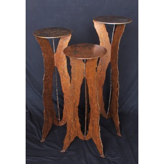 3 Tiered Carob Art Stand 042522A by Ron Gill