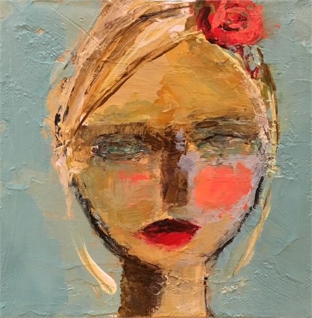 "Lee" 6" X 6" Mixed Media by Holly Irwin. Beautiful Souls Healing With Art: Holly Irwin.