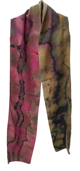 Scarf - Red Reverse Shibori Crepe #120