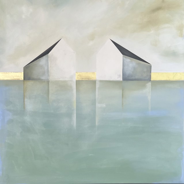 Ingunn Milla Joergensen | A Wider Horizon | Oil on Canvas with Gold Leaf | 36" X 36" | Sold