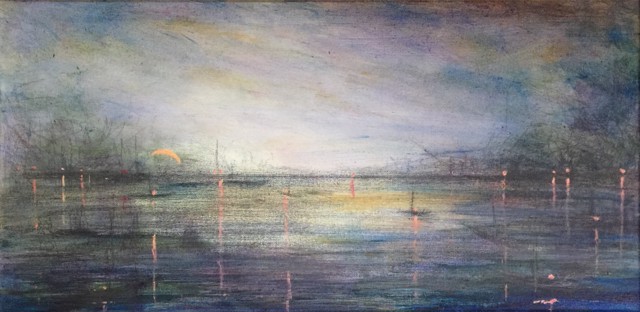 John LeCours | Harbor Lights | Oil on Canvas | 10" X 20" | Sold