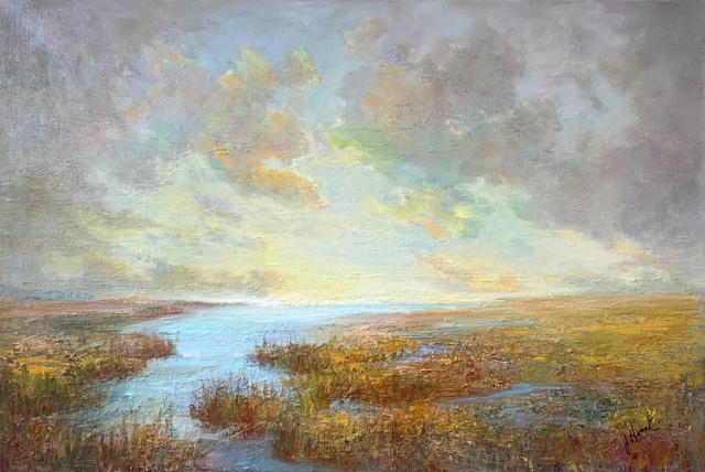 Julie Houck | Across the Marsh #2 | Oil on Canvas | 24" X 36" | Sold