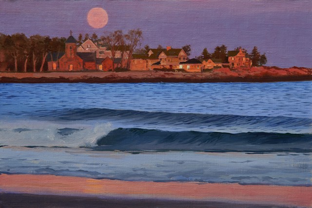 William B. Hoyt | Moon Over St. Ann's, Study | Oil on Linen Mounted on Panel | 8" X 12" | Sold