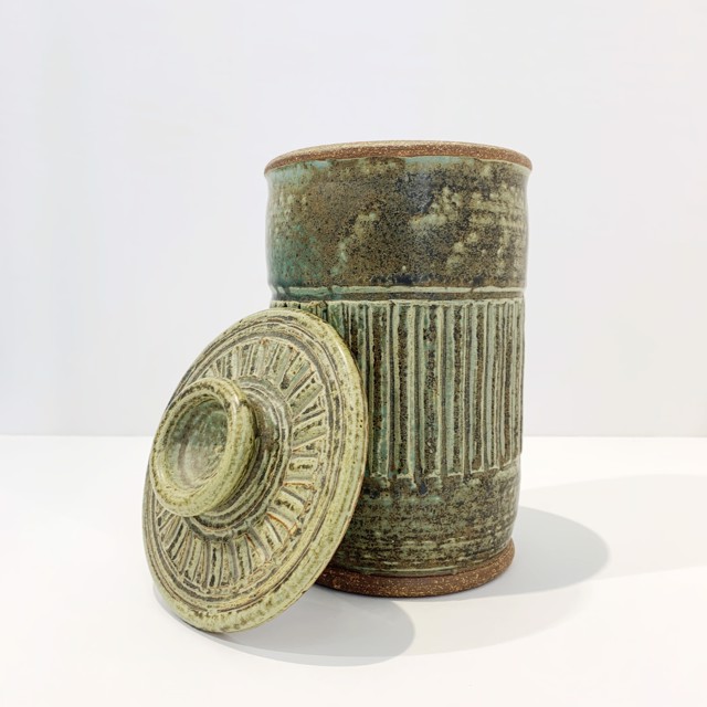 Richard Winslow | Tall Jade Lidded Pot Medium | Ceramic | 9" X 5.25" | $100