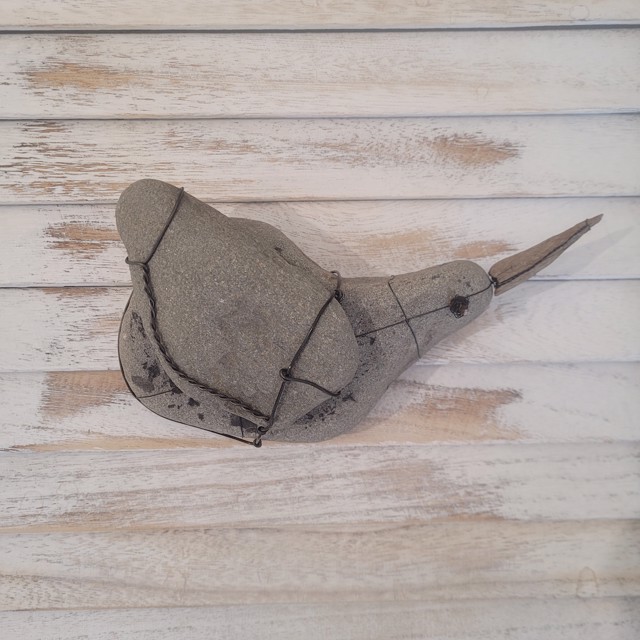 Julia M. Doughty | Mother Dove | Stone, Driftwood, Iron Nail Head, Wire | 6" X 9" | $295