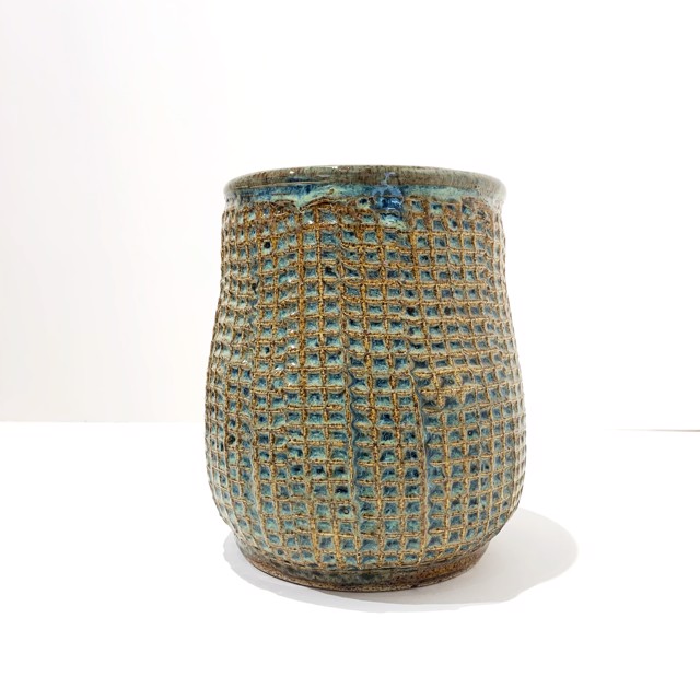 Richard Winslow | Green Textured Vase | Ceramic | 7.5" X 6.5" | $90