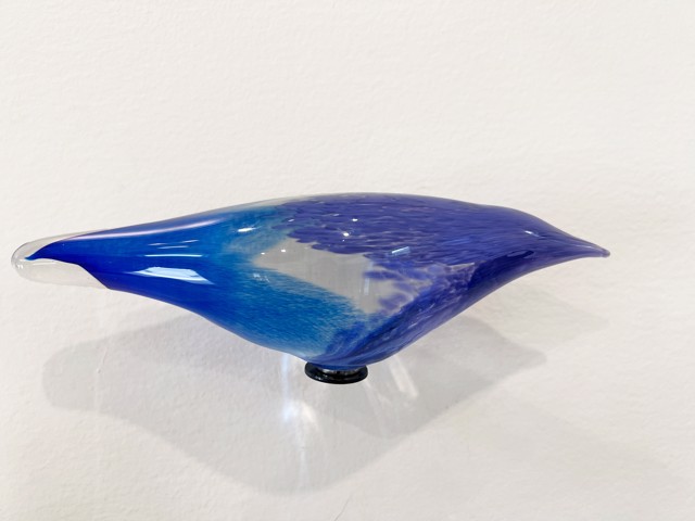 David Jacobson | Hot Formed Bird, Purple and Blue | Hot Formed Bird, Metal Wall-Mounted Stand with Magnet | 2.25" X 7.75" | $275