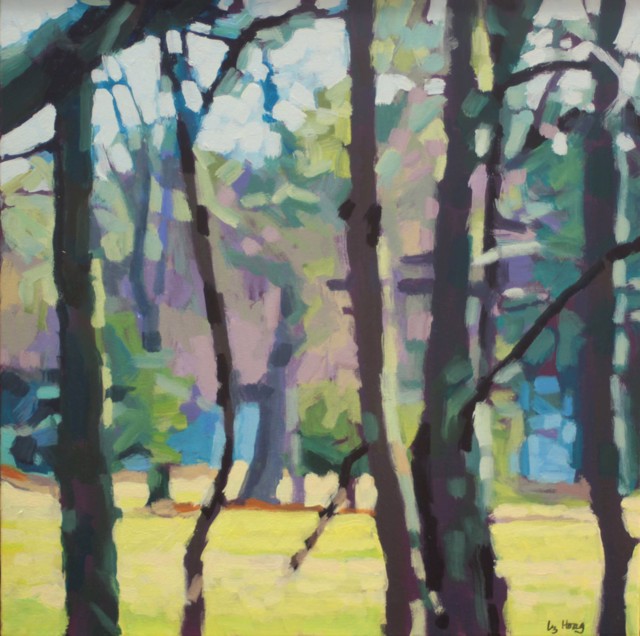 Liz Hoag | Park at Noon | Acrylic on Canvas | 18" X 18" | Sold