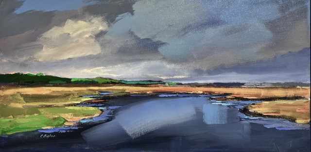 Claire Bigbee | Sapphire Clouds, Ogunquit River | Oil on Canvas | 12" X 24" | Sold