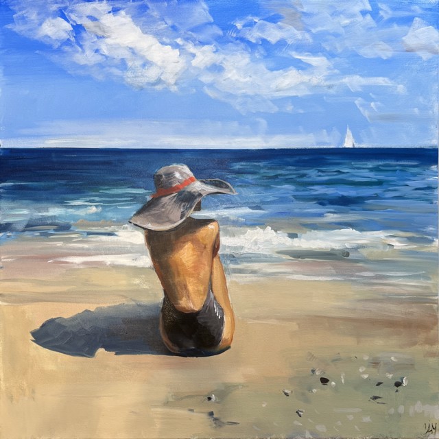 Craig Mooney | Beach Day | Oil on Canvas | 38" X 38" | Sold