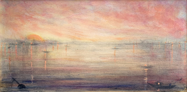 John LeCours | Maine Harbor Twilight #12 | Oil on Canvas | 10" X 20" | Sold