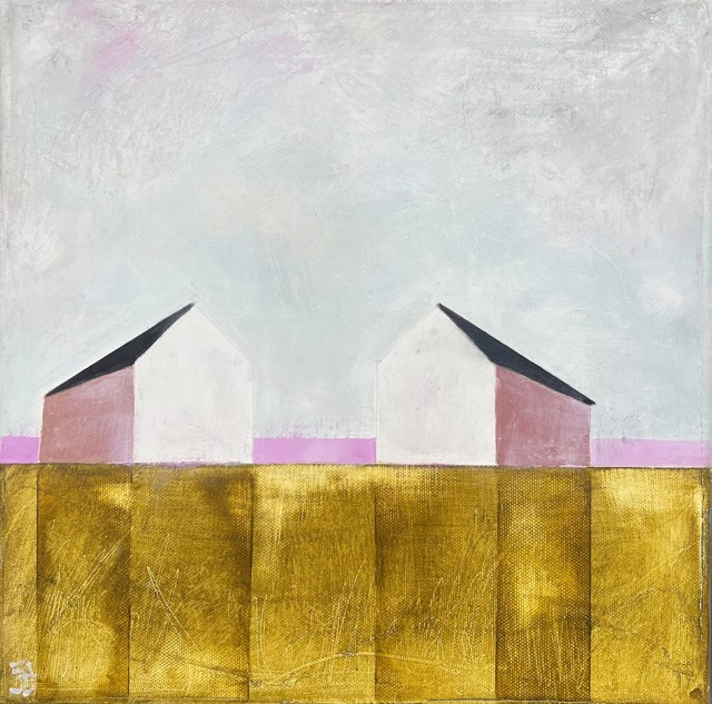 Ingunn Milla Joergensen | Two Happy Barns | Oil on Canvas | 12" X 12" | $800