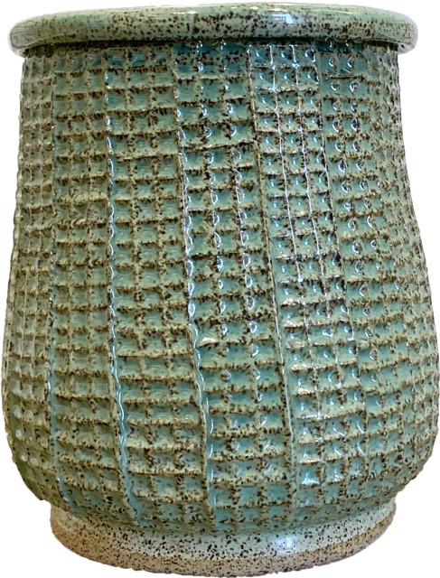 Richard Winslow | Green Textured Jar | Ceramic | 7.5" X 6.5" | $85.00