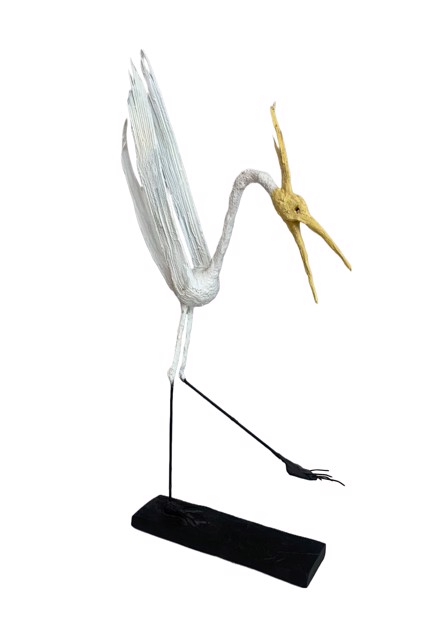 White Bird with Yellow Head, Crane