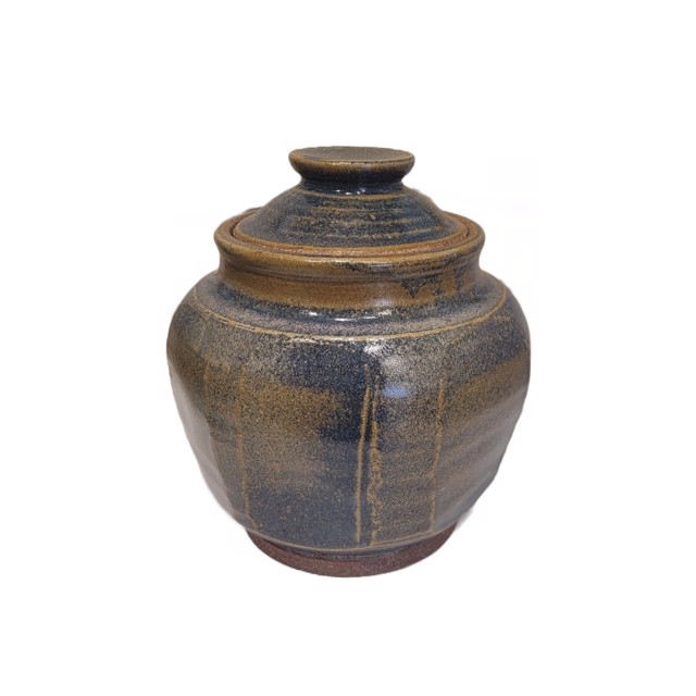 Richard Winslow | Blue Brown Small Pot with Lid | Ceramic | 6" X 5.5" | Sold