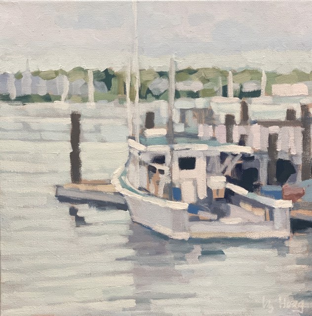 Liz Hoag | Across the Harbor | Acrylic on Canvas | 12" X 12" | $750.00