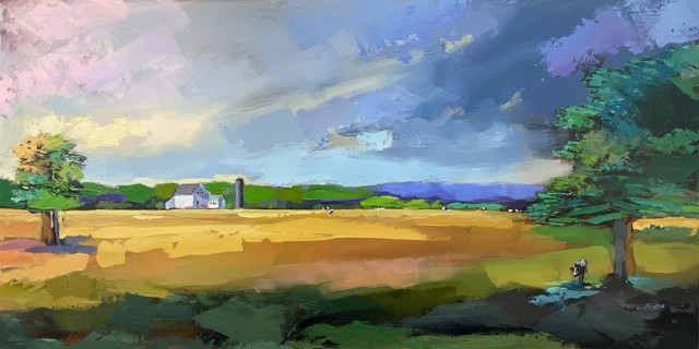 Claire Bigbee | Mother Cow, Dunn Farm | Acrylic & Oil on Canvas | 24" X 48" | Sold
