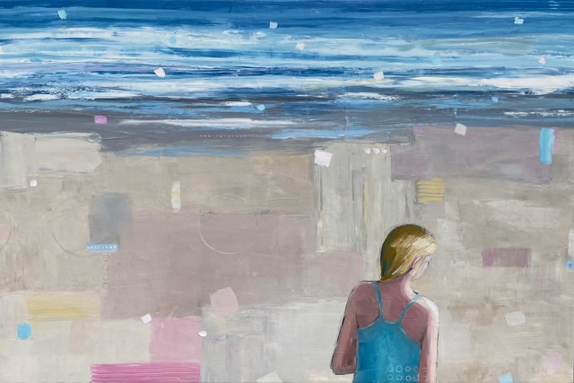 Bethany Harper Williams | Beach Girl (and Her Dog) | Oil on Canvas | 40" X 60" | $4,800