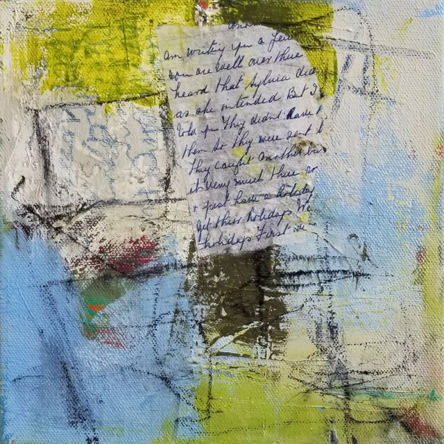 Angelique Luro | Noted I | Acrylic & Mixed Media Collage on Canvas | 8" X 8" | $250