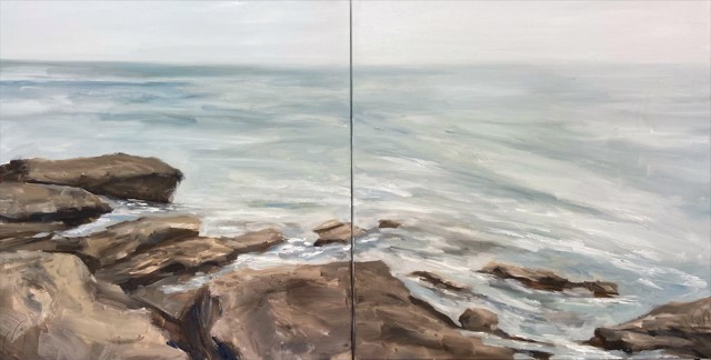 Jill Matthews | Ocean Ave - Diptych | Oil on Canvas | 20" X 40" | Sold