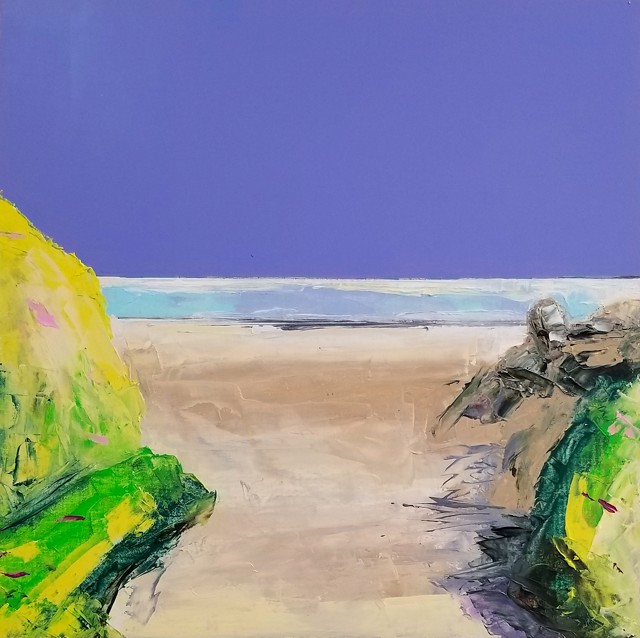 Janis H. Sanders | Seashore & Roses | Oil on Panel | 12" X 12" | $775