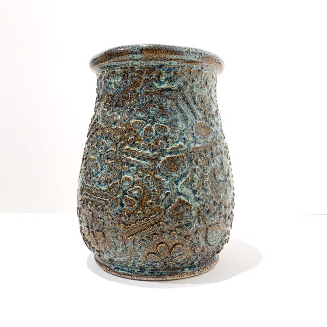 Richard Winslow | Teal Textured Pot | Ceramic | 9.5" X 6.5" | $125
