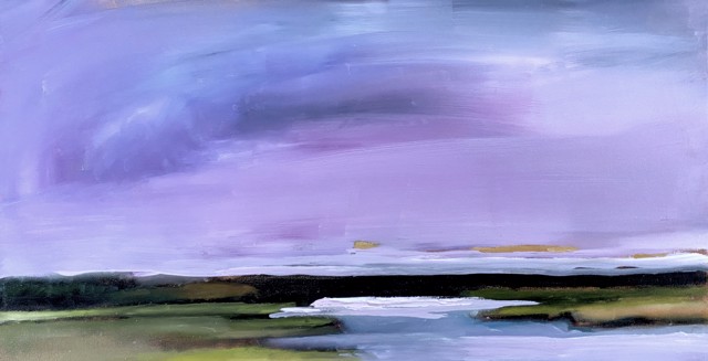 Claire Bigbee | Violet Sunrise over Ogunquit River | Oil on Canvas | 15" X 30" | $2,150