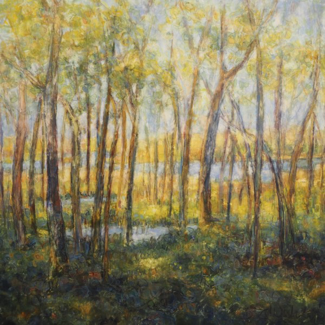 Susan Wahlrab | New Leaf | Varnished Watercolor on Archival Claybord | 16" X 16" | $2,650