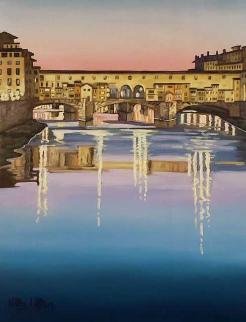 Kelly Ufkin | Ponte Vecchio at Sunset | Oil on Canvas | 14" X 18" | $750
